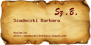 Szadeczki Barbara névjegykártya